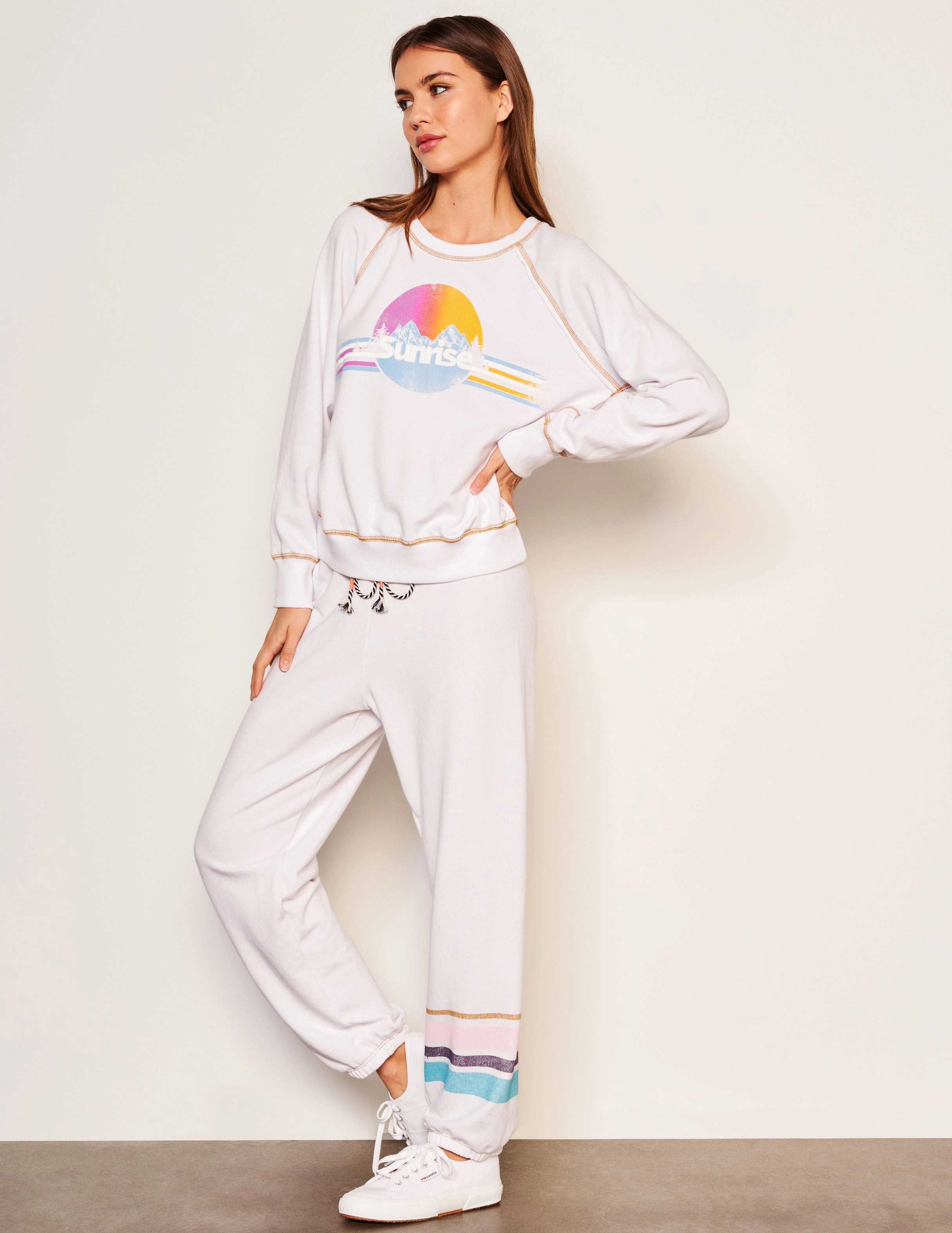Sundry Sunrise Raglan Sweatshirt in Optic White