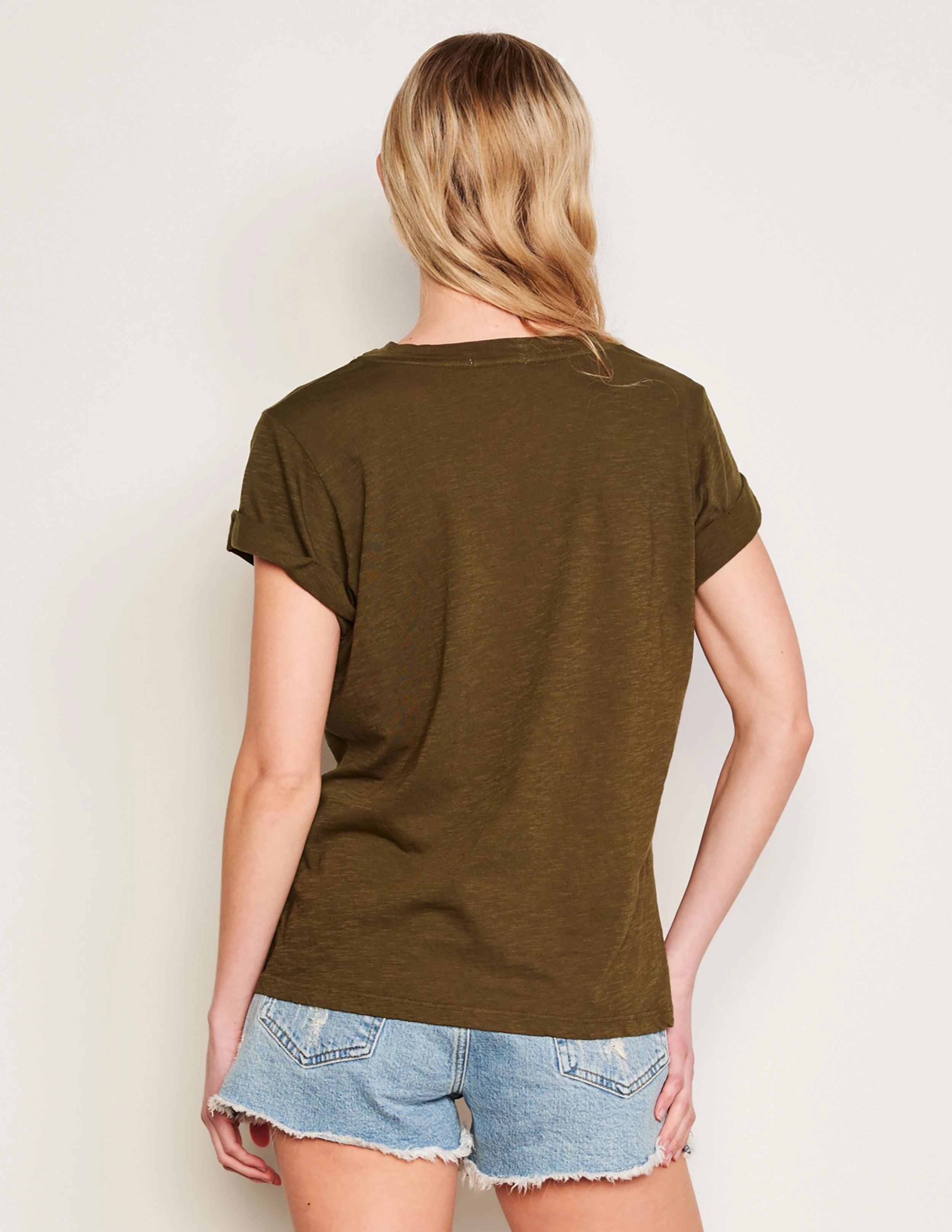 Sundry Venice Rolled Sleeve Tee in Olive