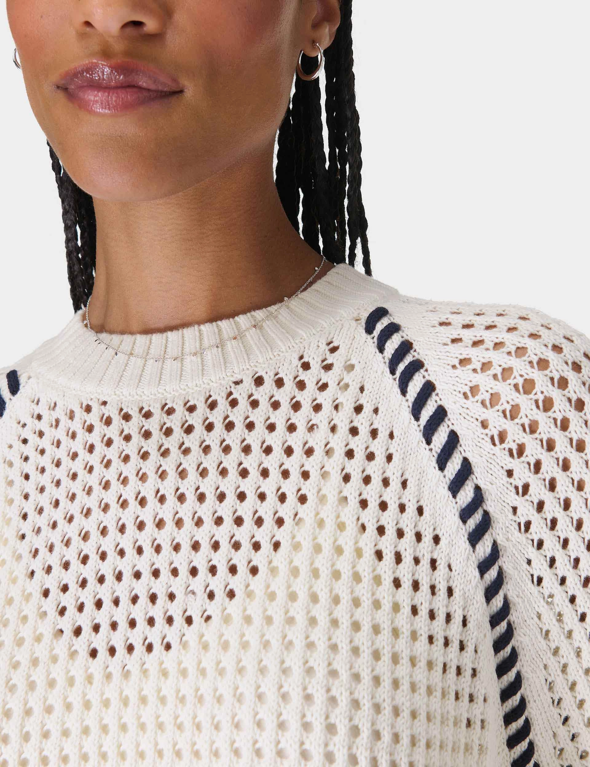 Tides High Whipstitch Jumper - Lily White