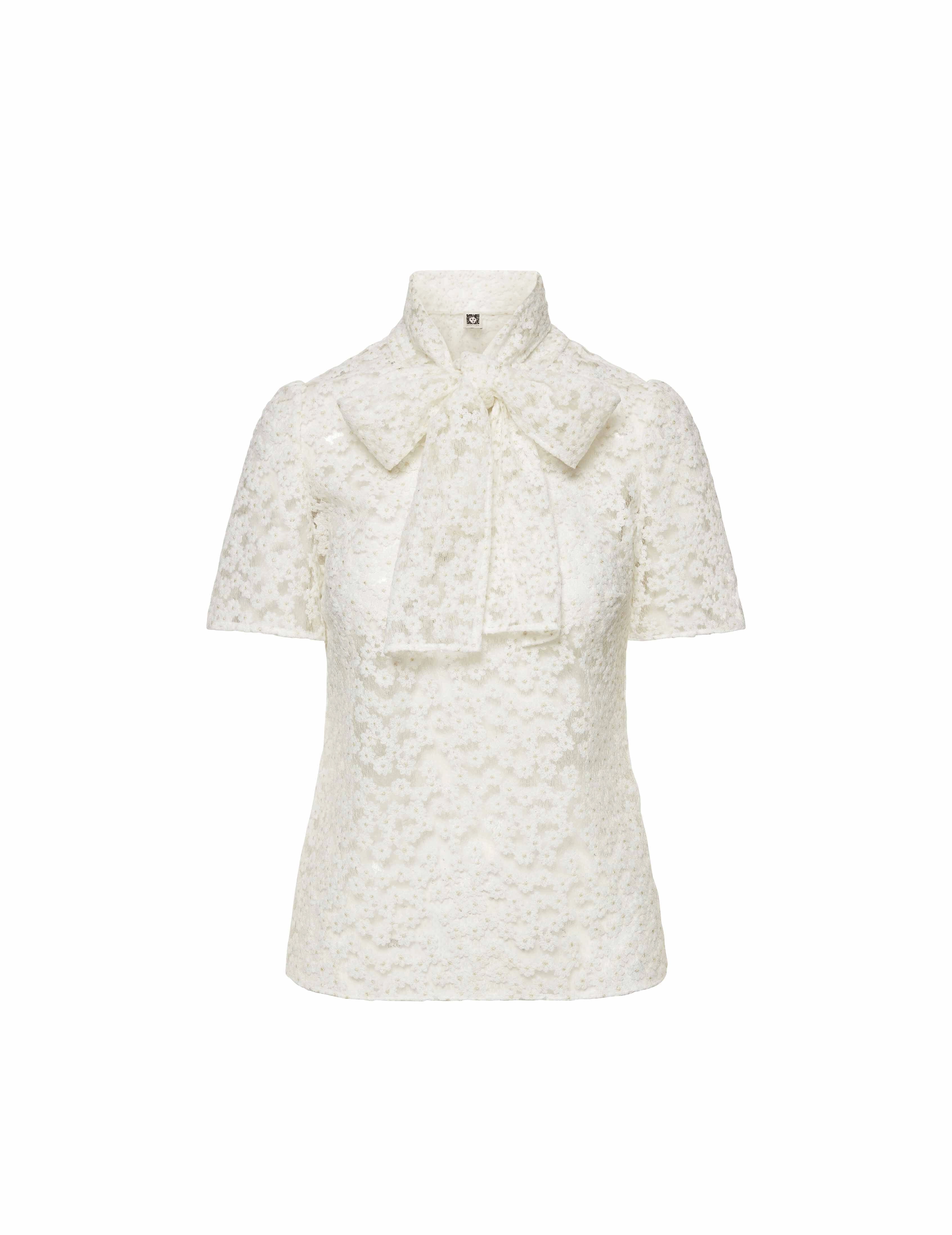 Tie Front Blouse with Lace Sleeves- Sale