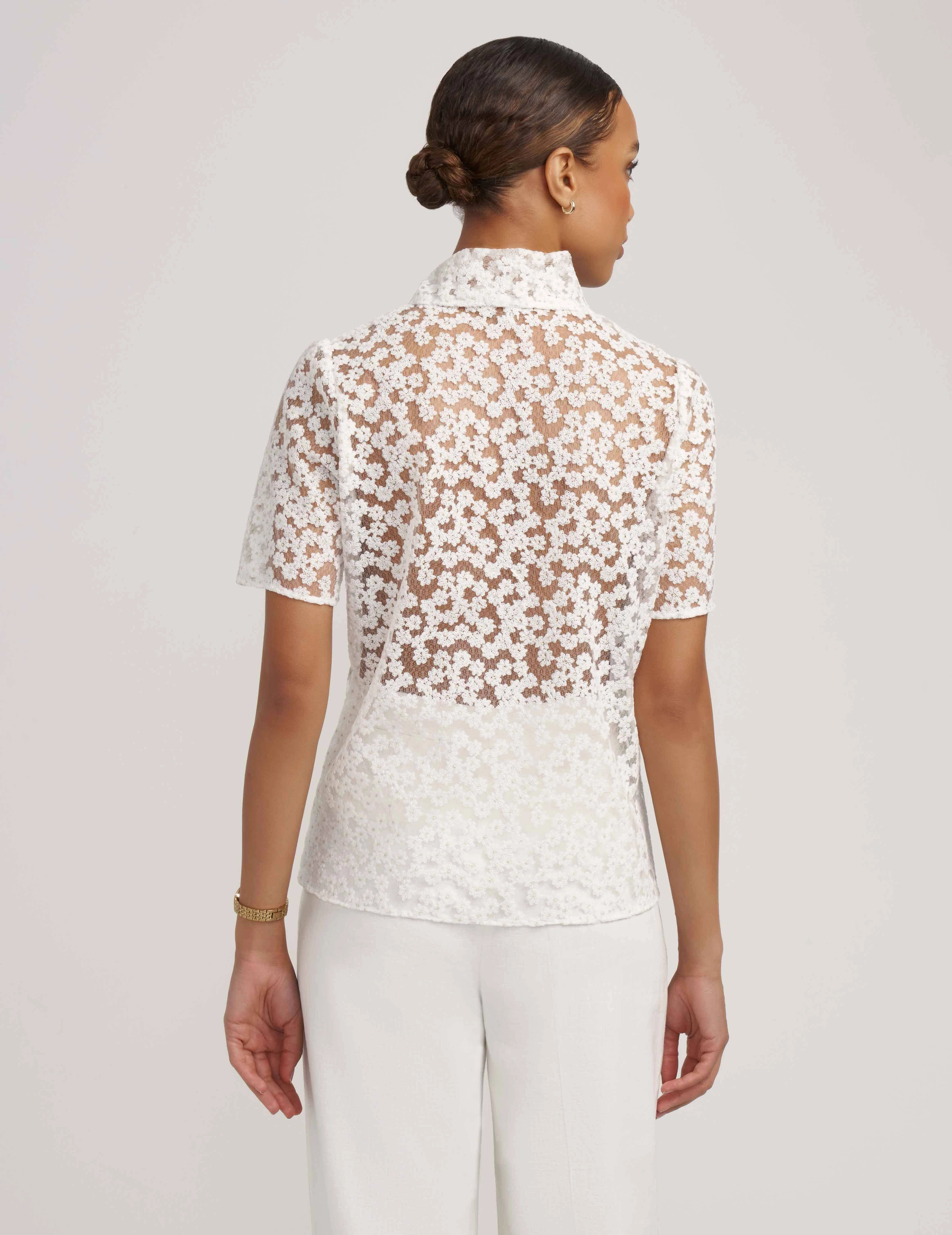 Tie Front Blouse with Lace Sleeves- Sale