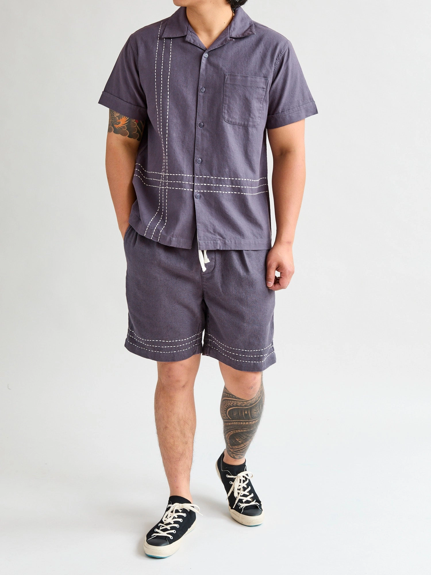 Vacation Shirt in Plum Handstitch