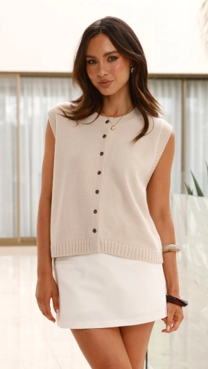 Valencia Knit Vest - Cream