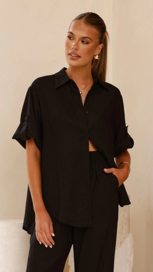 Vallerie Button Up Shirt - Black