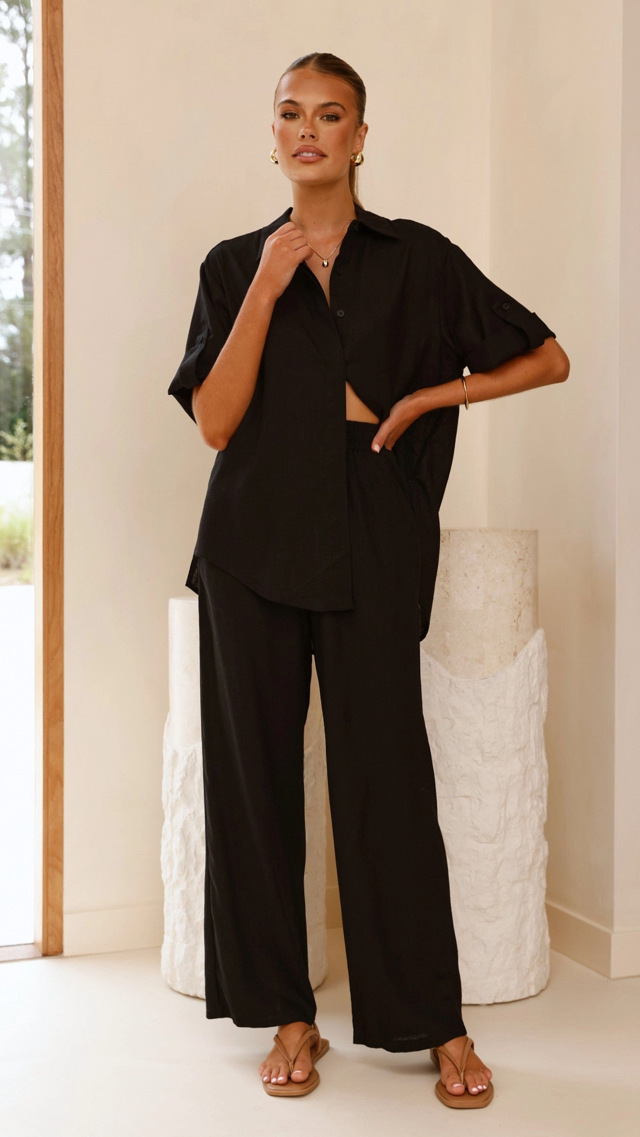 Vallerie Button Up Shirt - Black