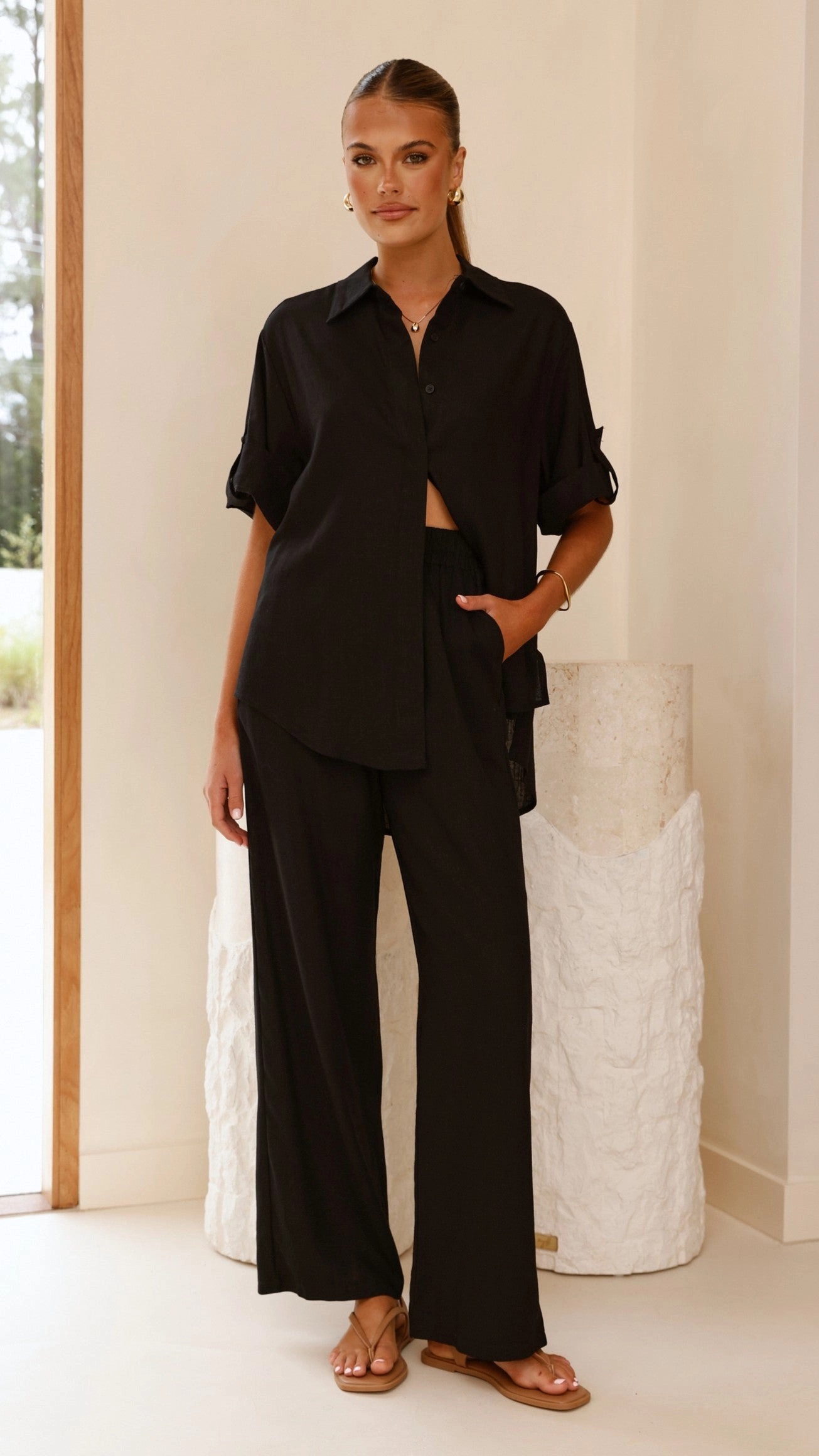 Vallerie Button Up Shirt - Black