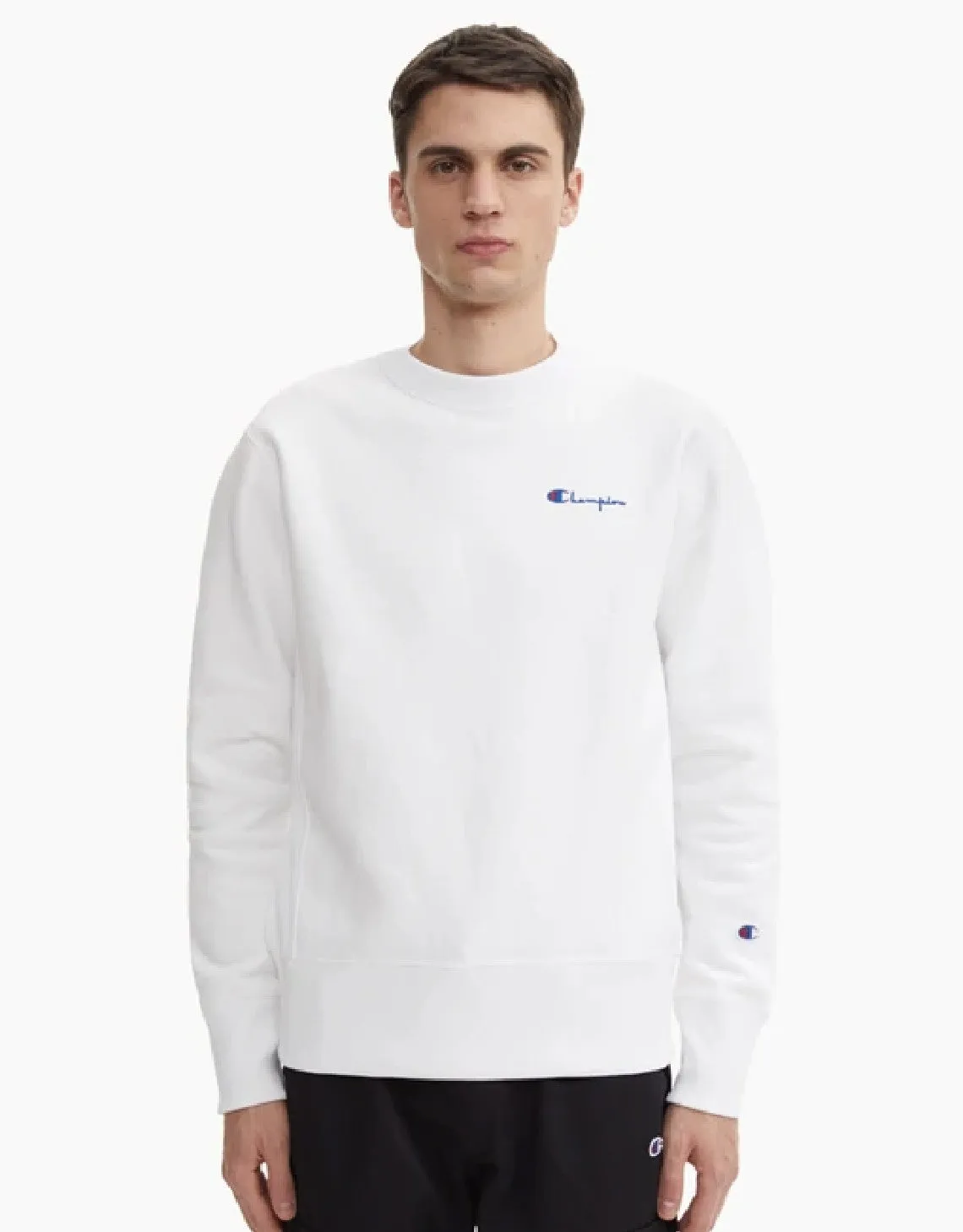 VERTICAL SCRIPT LOGO BACK REVERSE WEAVE SWEATSHIRT WHITE