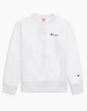 VERTICAL SCRIPT LOGO BACK REVERSE WEAVE SWEATSHIRT WHITE