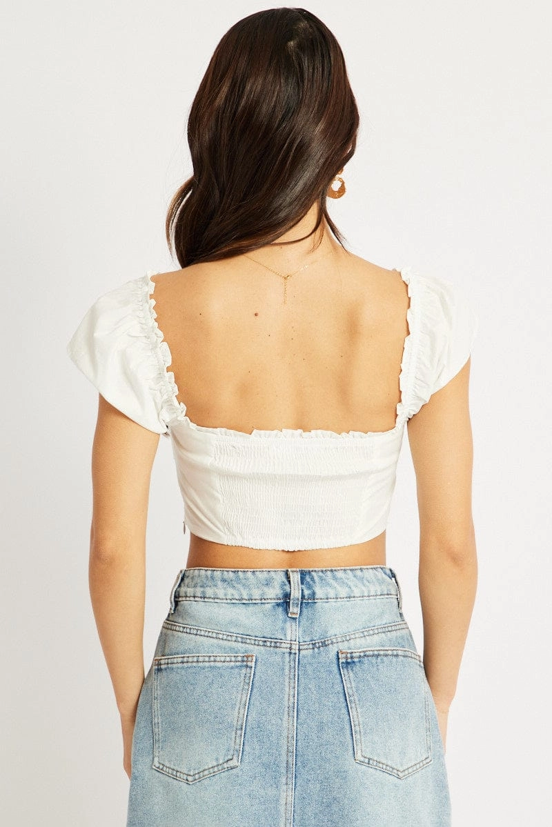 White Corset Top Short Sleeve