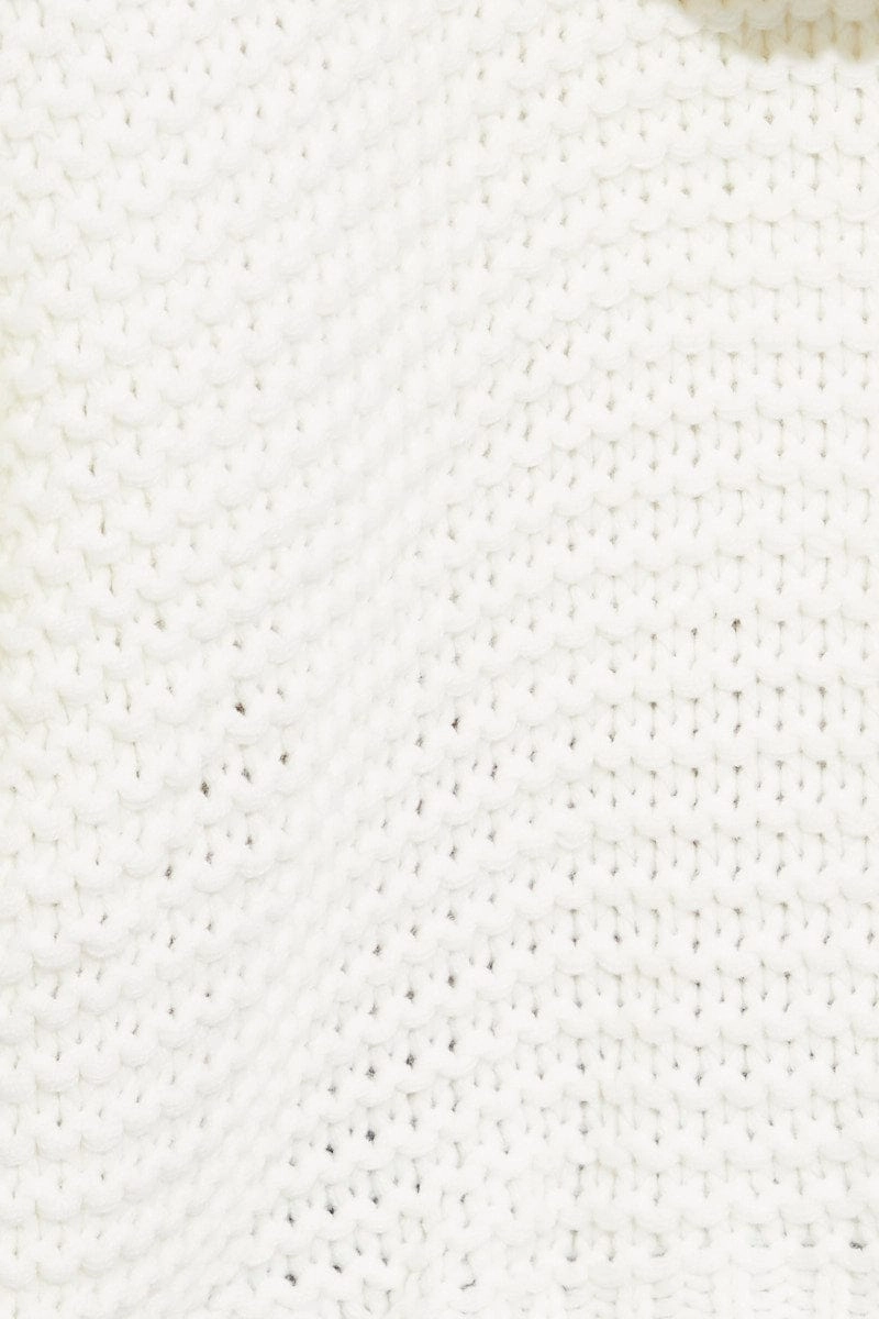 White Hooded Cable Knit Cardigan