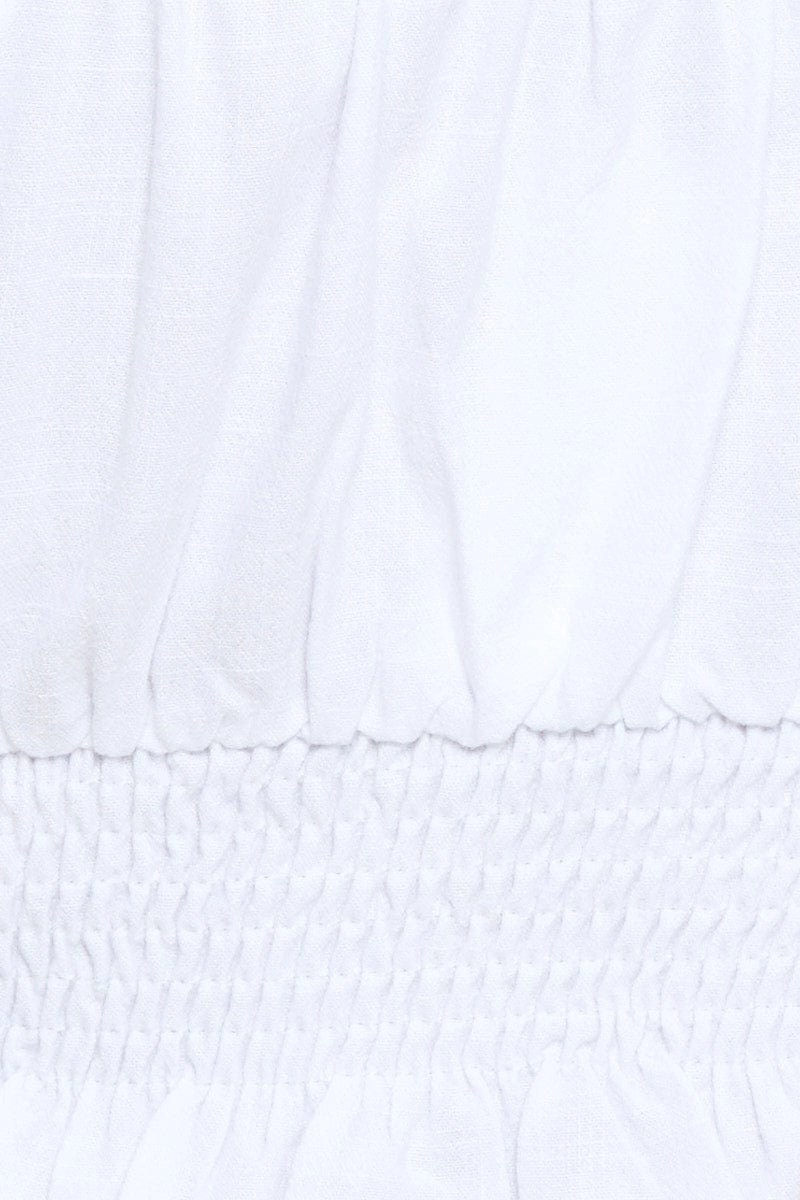 White Puff Sleeve Top Short Sleeve Crop