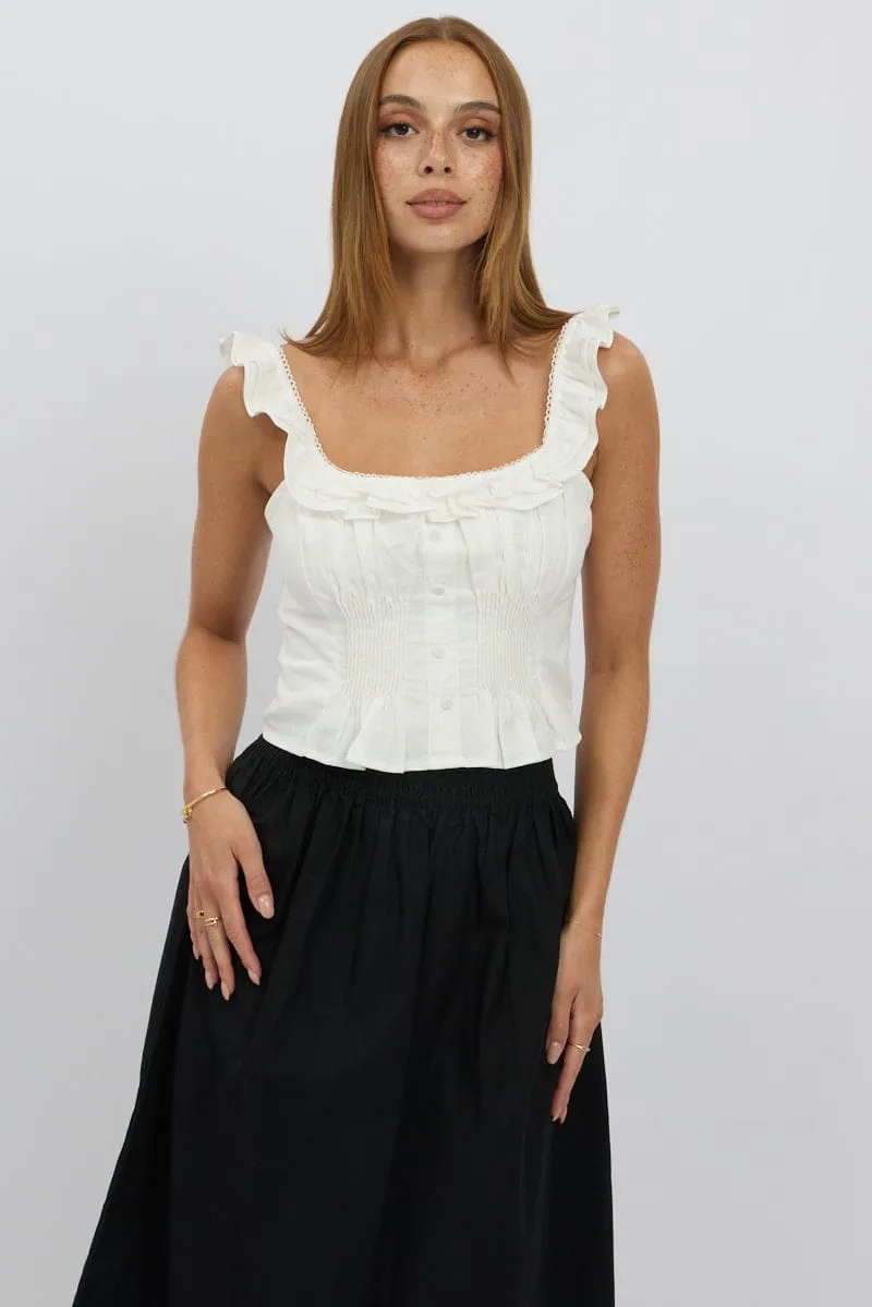 White Ruffle Top Sleeveless
