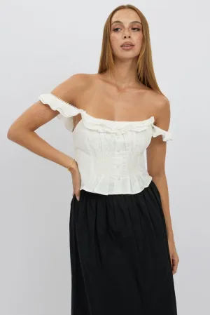 White Ruffle Top Sleeveless