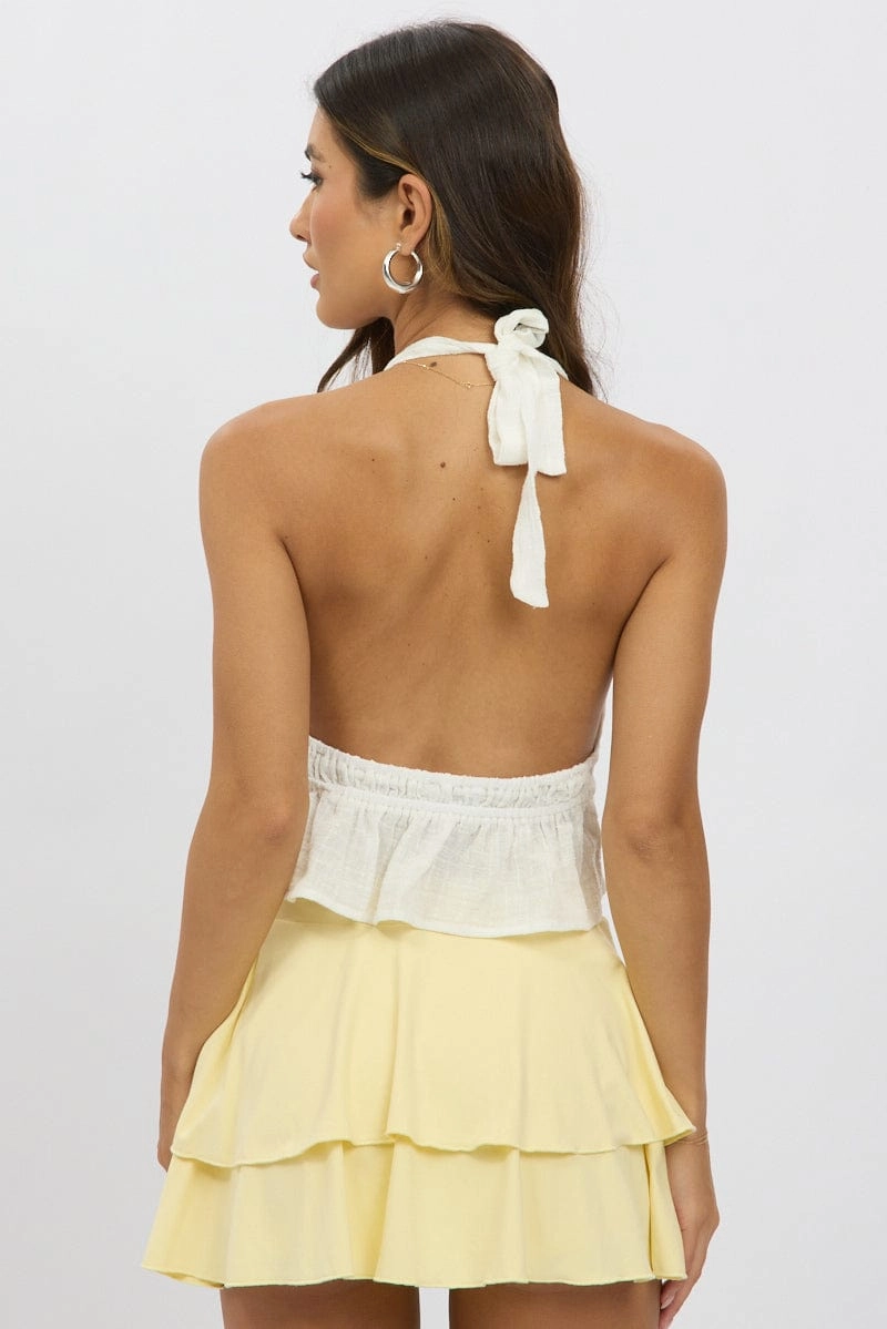 White Tie Front Halter Top Sleeveless