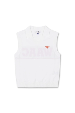 Women's ATHLETIC Deep V-neck Knit Vest White