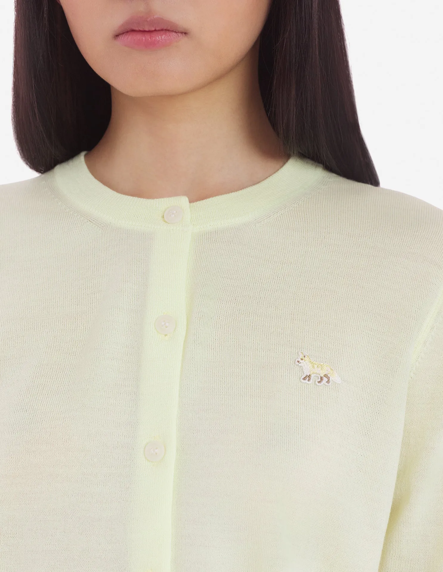 Women's Baby Fox Patch Regular Cardigan Lemonade