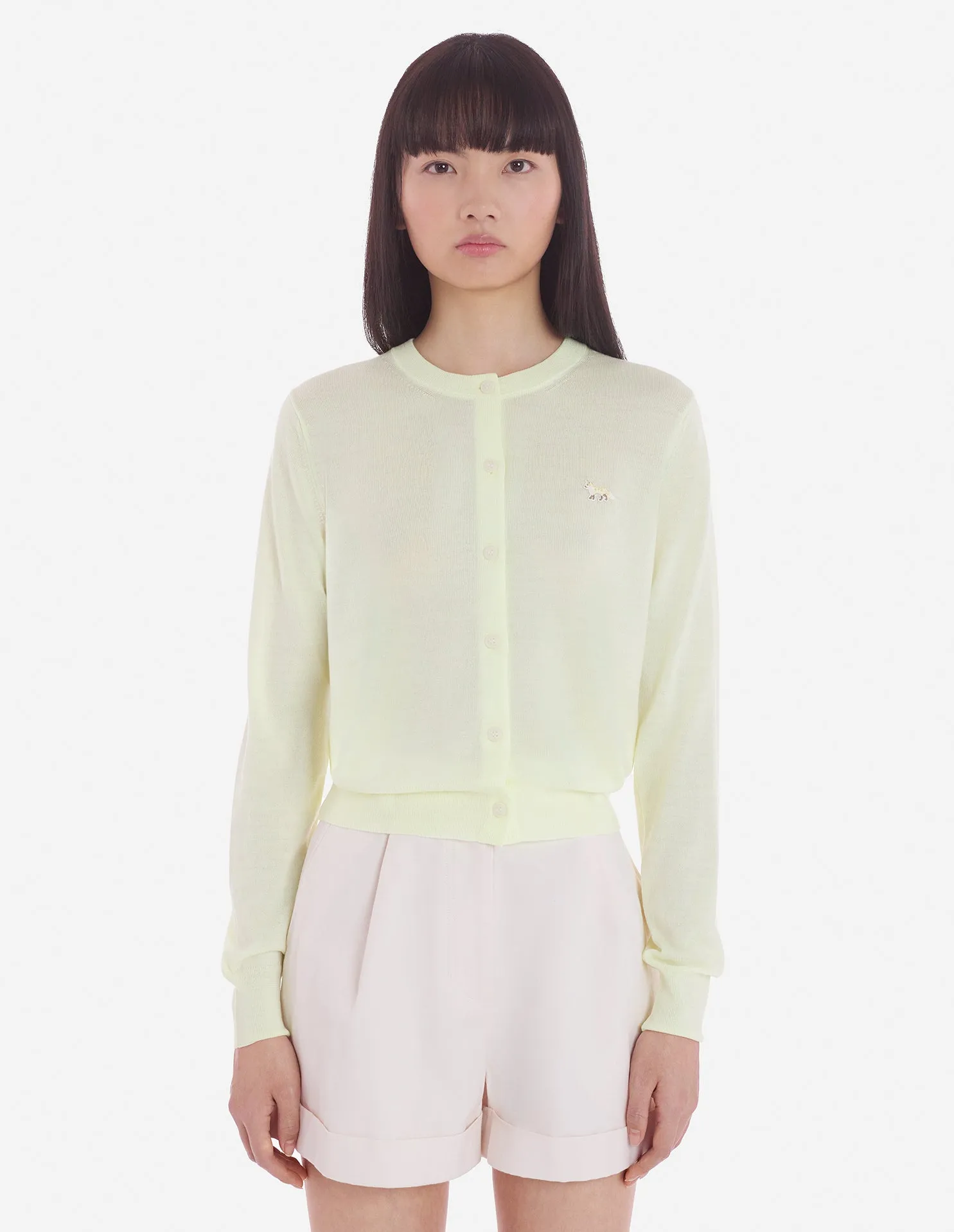 Women's Baby Fox Patch Regular Cardigan Lemonade
