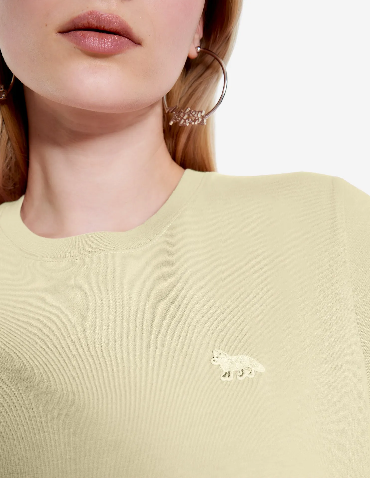 Women's Baby Fox Patch Regular Tee-shirt Chalk Yellow