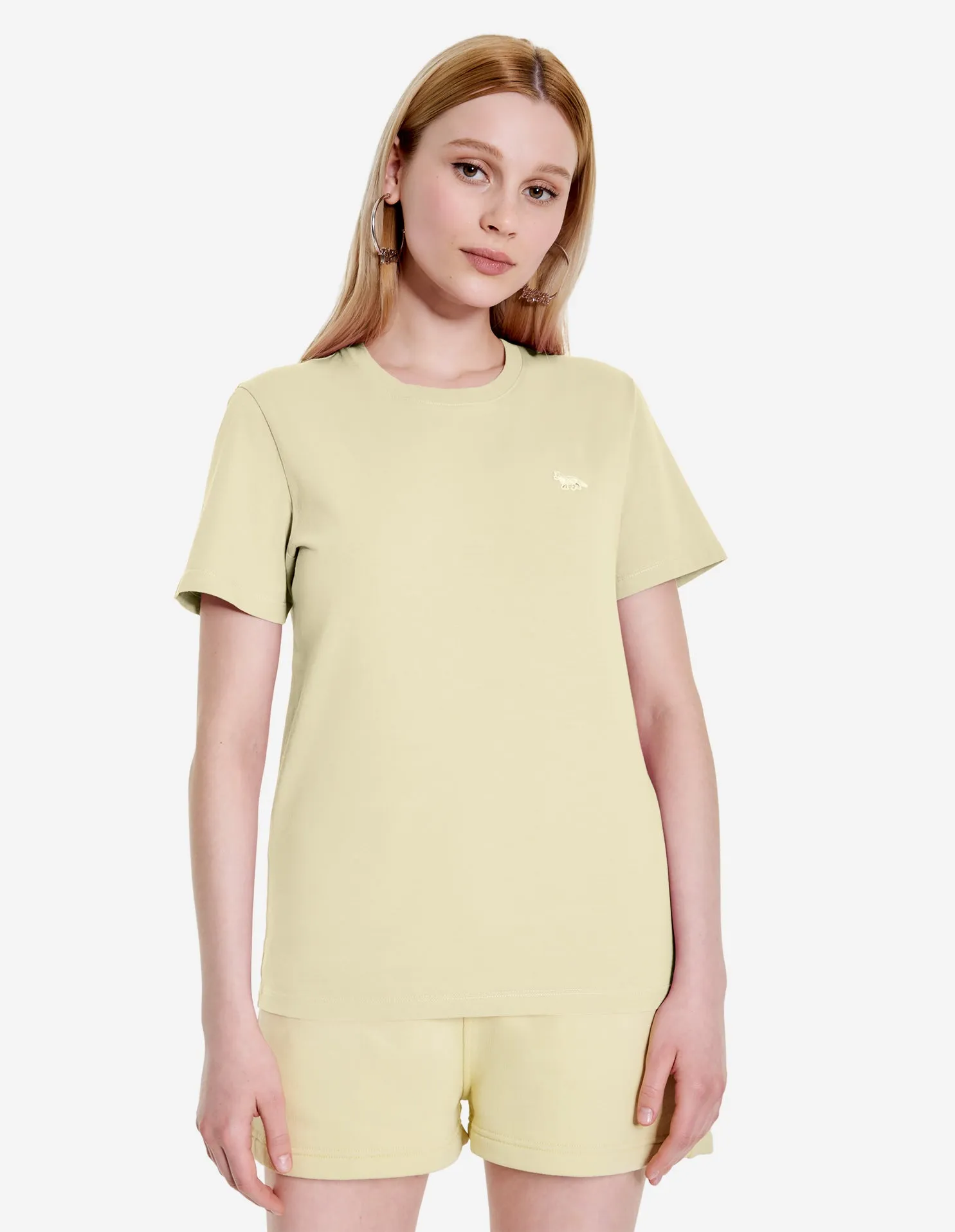 Women's Baby Fox Patch Regular Tee-shirt Chalk Yellow