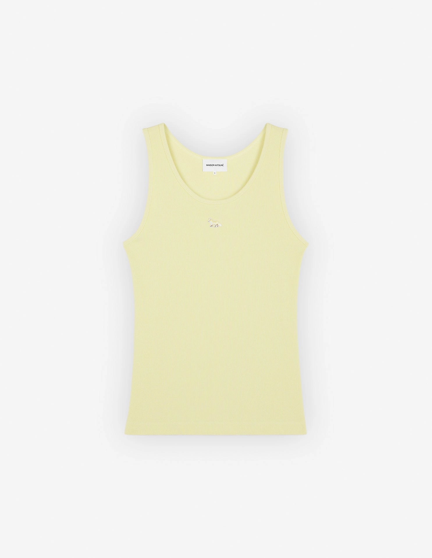 Women's Baby Fox Patch Ribbed Tank Top Chalk Yellow