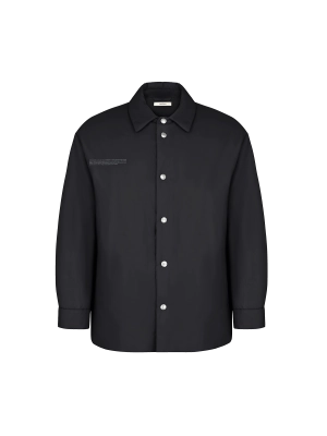 Womens Flower-Warmth Padded Overshirt—Black
