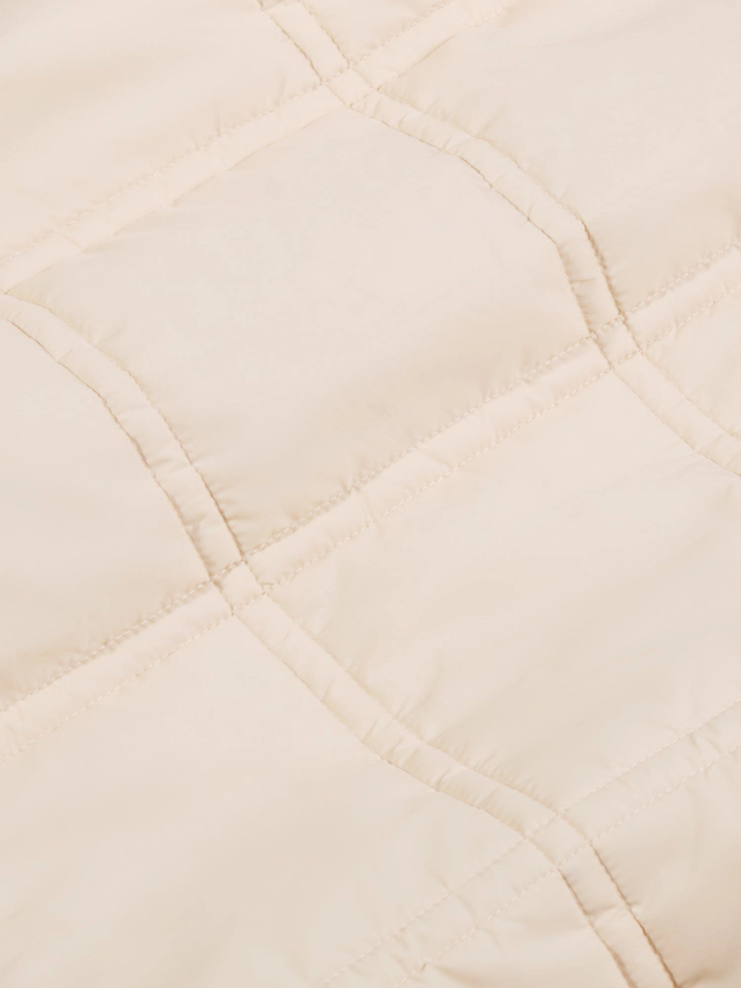 Womens Flower-Warmth Quilted Collarless Jacket—sand