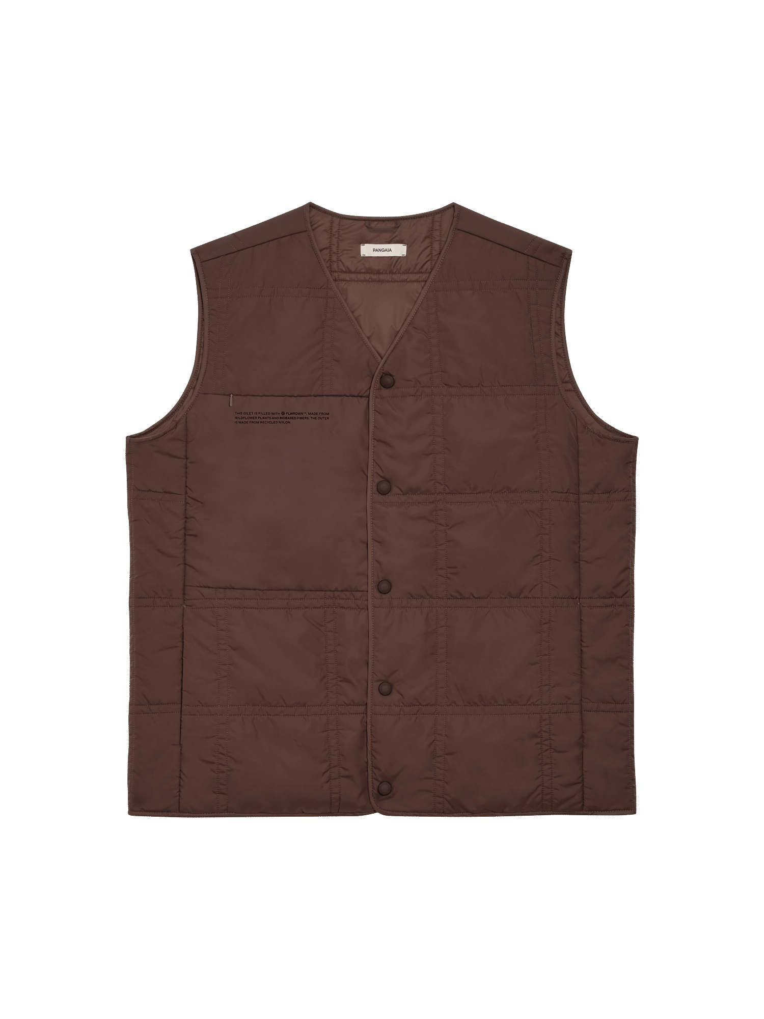 Womens Flower-Warmth Quilted Gilet—chestnut brown