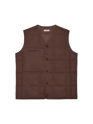 Womens Flower-Warmth Quilted Gilet—chestnut brown