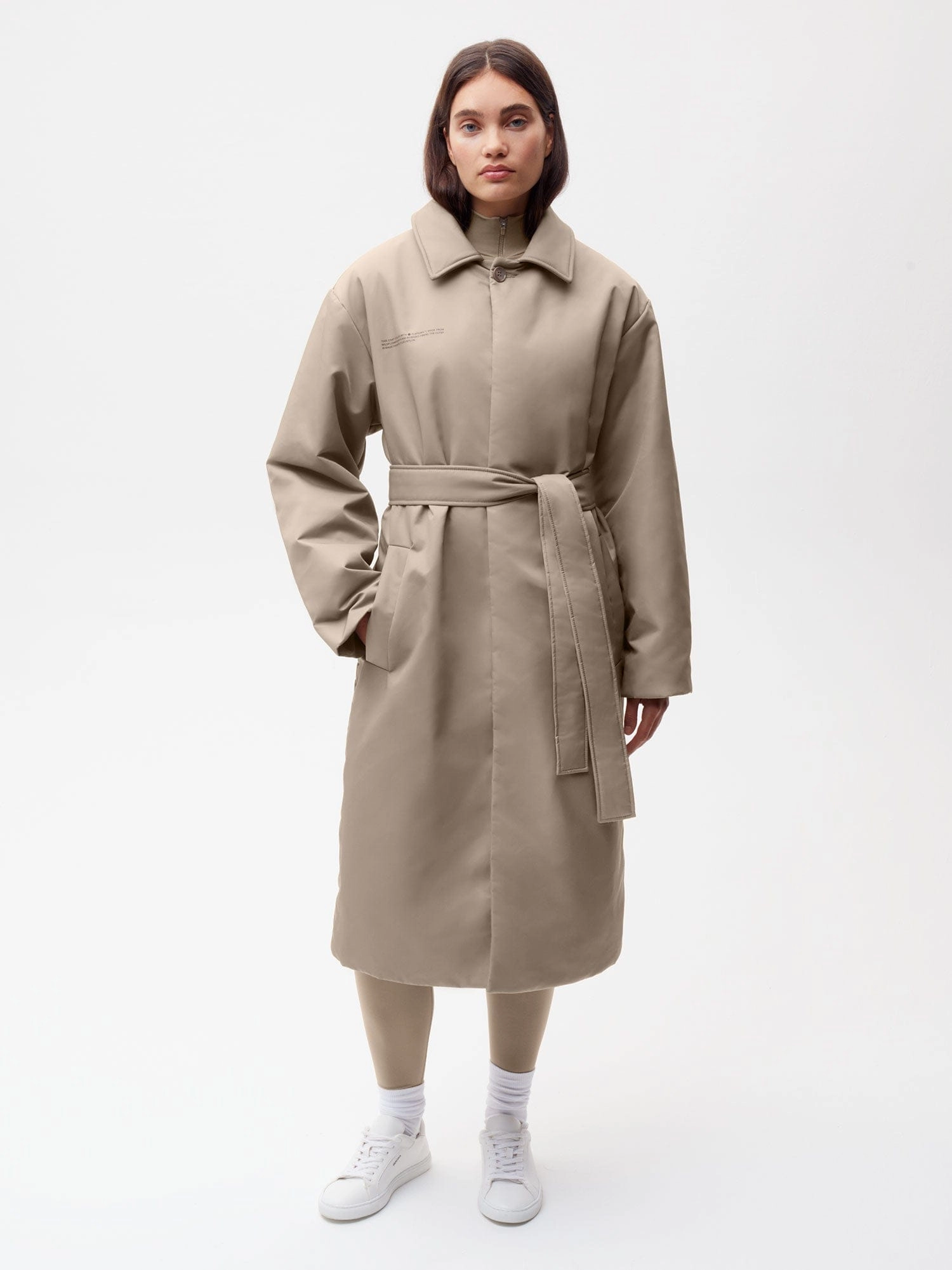 Womens Flower-Warmth Trench Coat—taupe