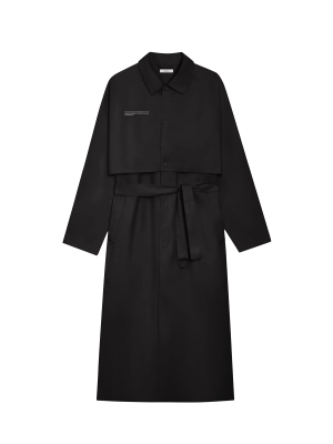 Womens Organic Cotton Trench Coat—black