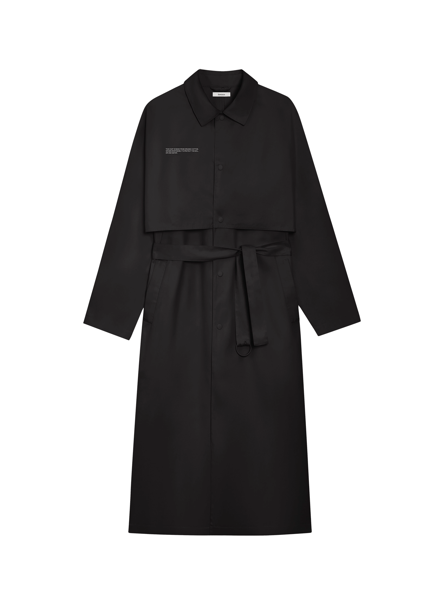 Womens Organic Cotton Trench Coat—black