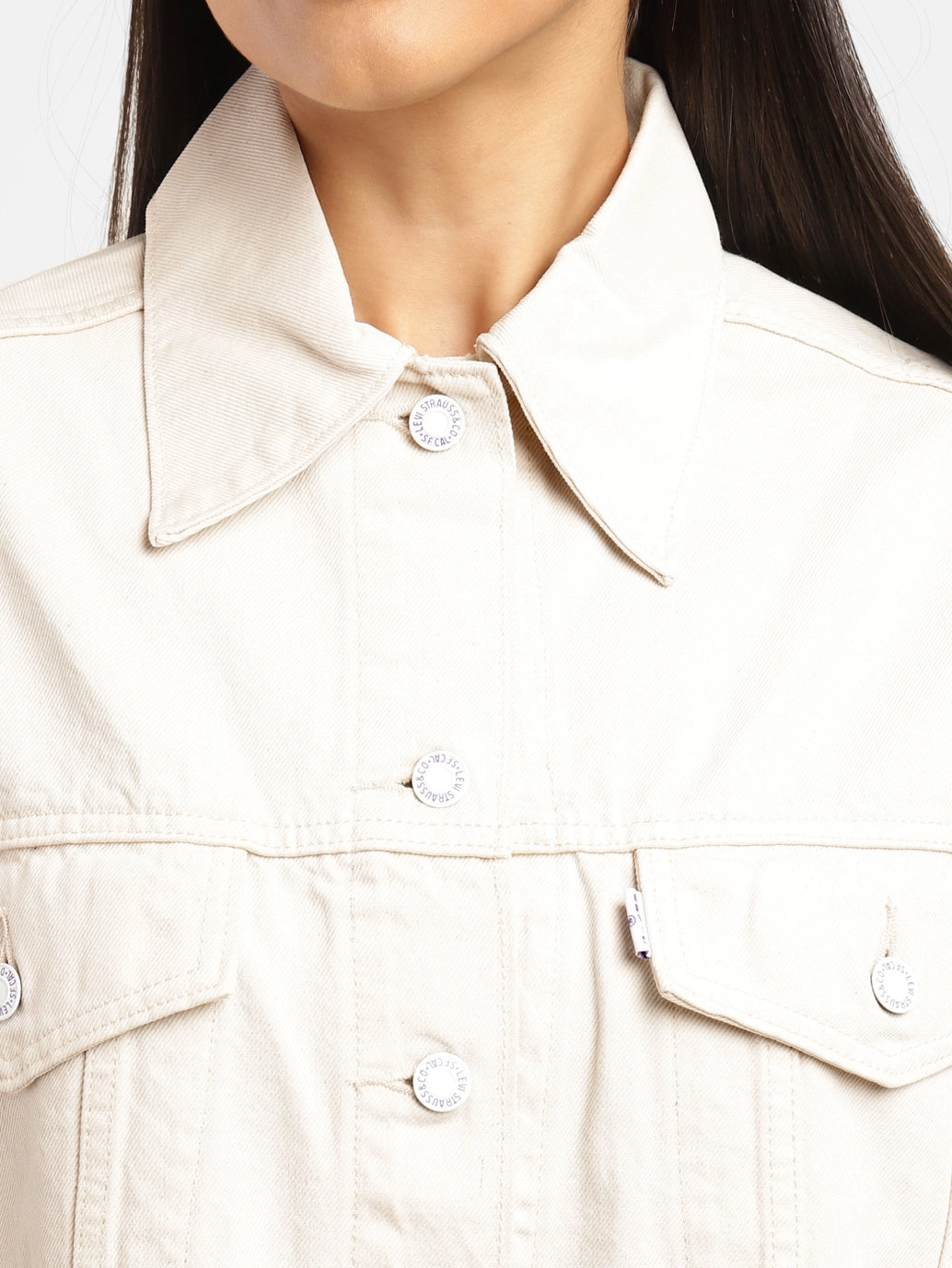 Women's Solid Spread Collar Denim Jacket