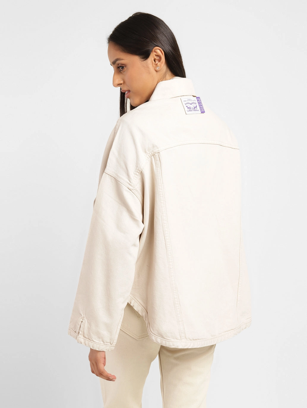 Women's Solid Spread Collar Denim Jacket