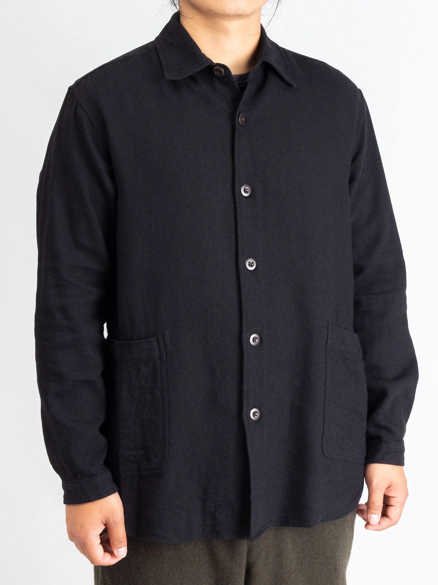 Wool Shirt Jacket in Black