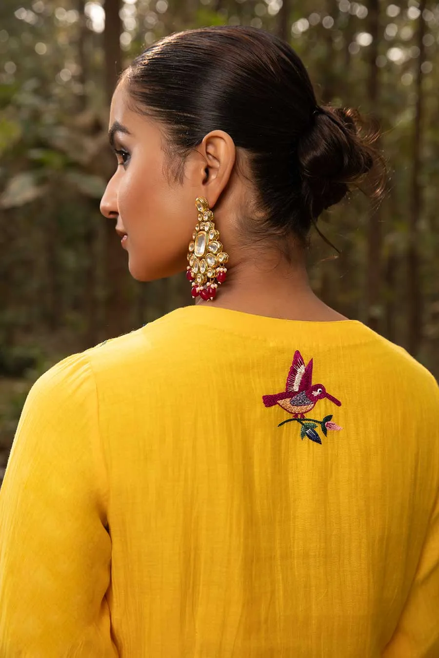 Yellow Sunshine Resham Embroidered Tunic & Pant Set