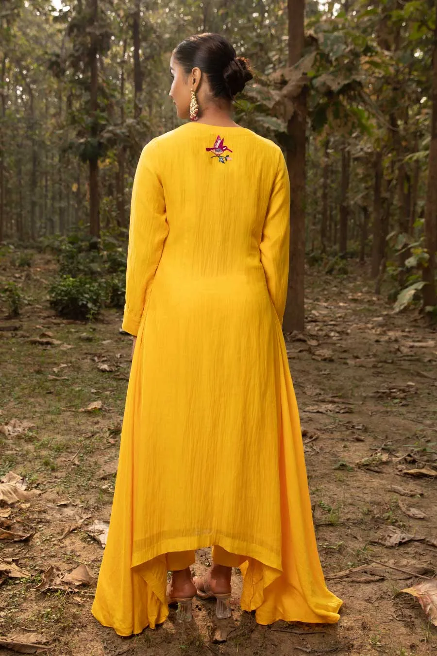 Yellow Sunshine Resham Embroidered Tunic & Pant Set